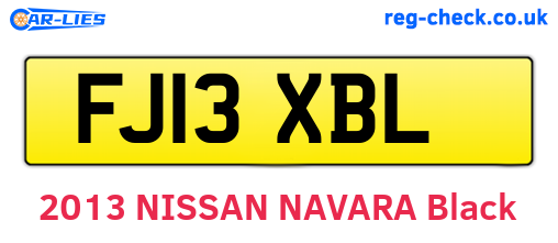 FJ13XBL are the vehicle registration plates.