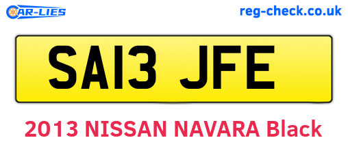 SA13JFE are the vehicle registration plates.