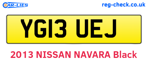 YG13UEJ are the vehicle registration plates.