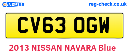 CV63OGW are the vehicle registration plates.