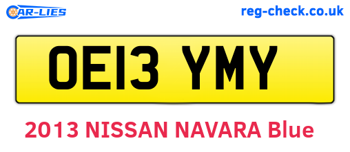 OE13YMY are the vehicle registration plates.