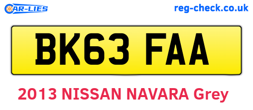 BK63FAA are the vehicle registration plates.