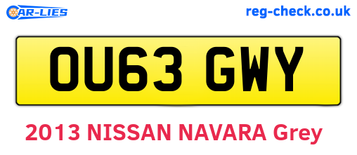 OU63GWY are the vehicle registration plates.