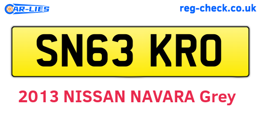 SN63KRO are the vehicle registration plates.