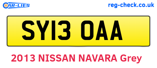 SY13OAA are the vehicle registration plates.