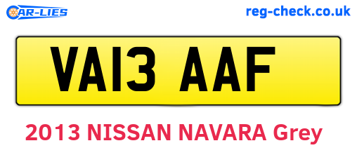 VA13AAF are the vehicle registration plates.
