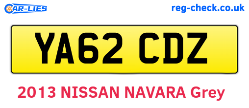 YA62CDZ are the vehicle registration plates.
