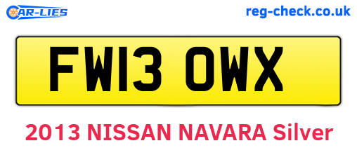 FW13OWX are the vehicle registration plates.