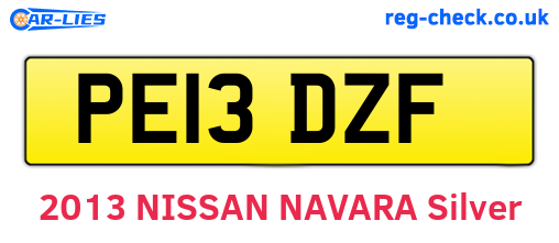PE13DZF are the vehicle registration plates.