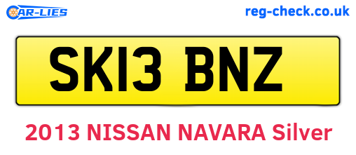 SK13BNZ are the vehicle registration plates.