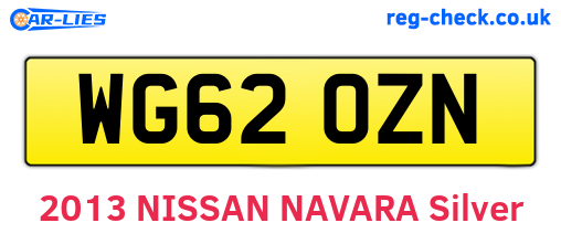 WG62OZN are the vehicle registration plates.