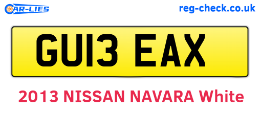 GU13EAX are the vehicle registration plates.