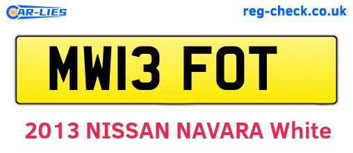 MW13FOT are the vehicle registration plates.