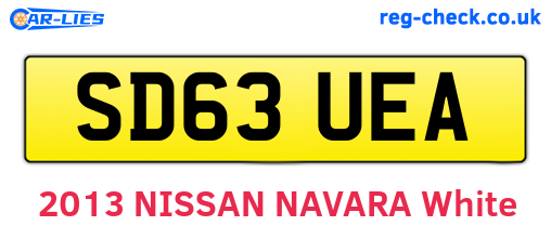 SD63UEA are the vehicle registration plates.