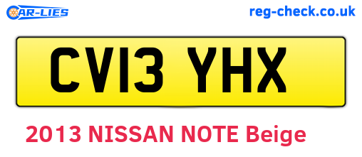 CV13YHX are the vehicle registration plates.