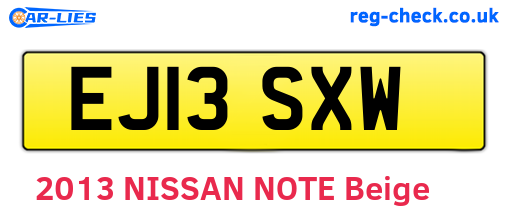 EJ13SXW are the vehicle registration plates.