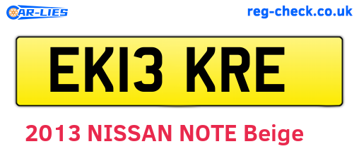 EK13KRE are the vehicle registration plates.