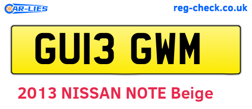GU13GWM are the vehicle registration plates.
