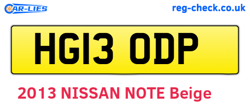 HG13ODP are the vehicle registration plates.