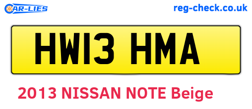HW13HMA are the vehicle registration plates.