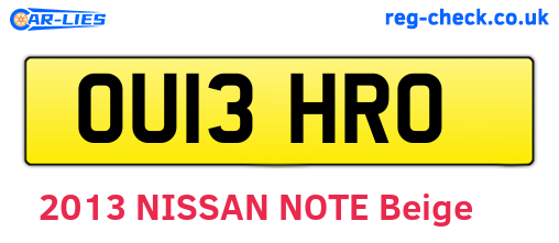 OU13HRO are the vehicle registration plates.