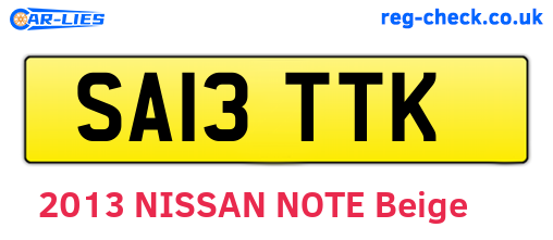 SA13TTK are the vehicle registration plates.