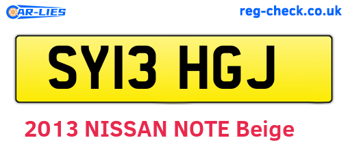 SY13HGJ are the vehicle registration plates.