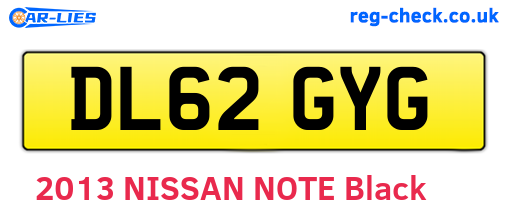DL62GYG are the vehicle registration plates.