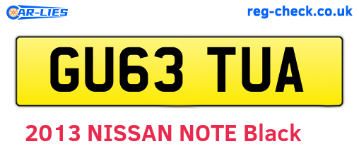GU63TUA are the vehicle registration plates.