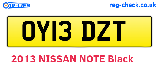 OY13DZT are the vehicle registration plates.