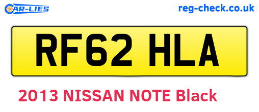 RF62HLA are the vehicle registration plates.