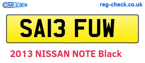 SA13FUW are the vehicle registration plates.
