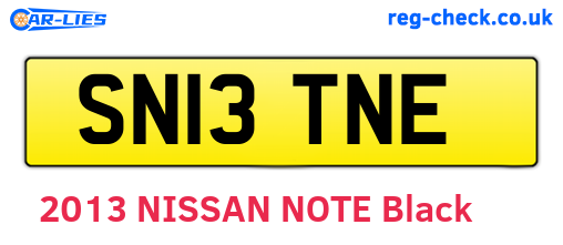 SN13TNE are the vehicle registration plates.