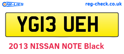 YG13UEH are the vehicle registration plates.