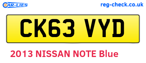 CK63VYD are the vehicle registration plates.