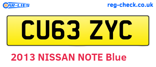 CU63ZYC are the vehicle registration plates.