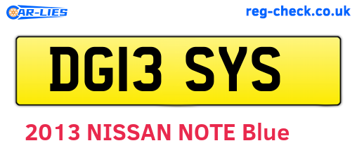 DG13SYS are the vehicle registration plates.
