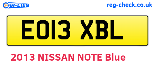 EO13XBL are the vehicle registration plates.