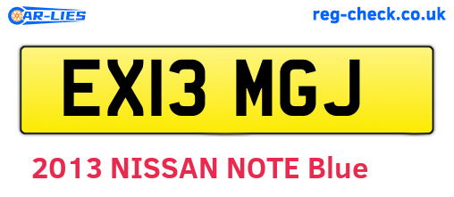EX13MGJ are the vehicle registration plates.