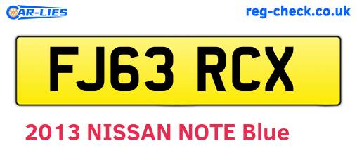 FJ63RCX are the vehicle registration plates.