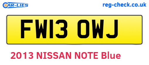 FW13OWJ are the vehicle registration plates.