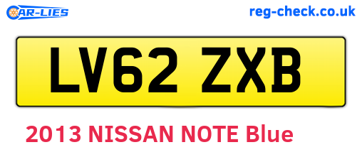 LV62ZXB are the vehicle registration plates.