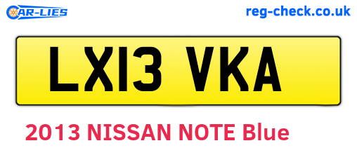 LX13VKA are the vehicle registration plates.