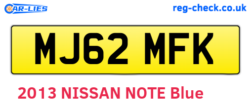 MJ62MFK are the vehicle registration plates.