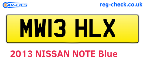 MW13HLX are the vehicle registration plates.