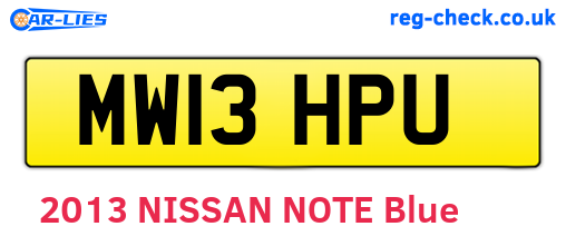 MW13HPU are the vehicle registration plates.