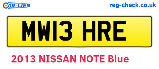 MW13HRE are the vehicle registration plates.