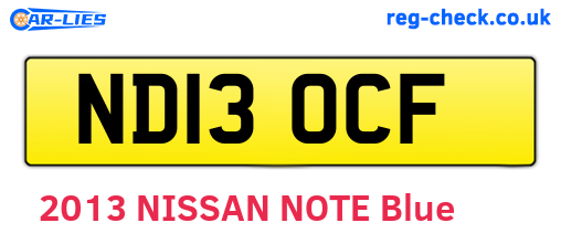 ND13OCF are the vehicle registration plates.