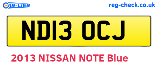 ND13OCJ are the vehicle registration plates.