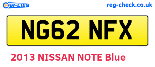 NG62NFX are the vehicle registration plates.